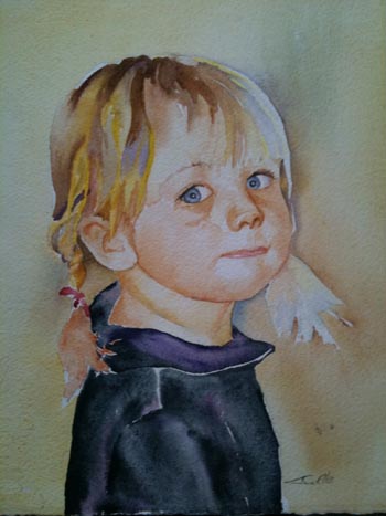 “Girl with a Red Ribbon” – Jane Ellis – Watercolor – 11” x 14” - $1,000 - watermarkje@aol.com