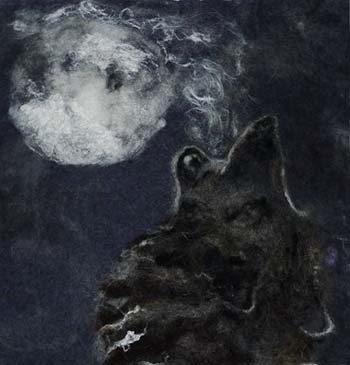 "Game of Wolves I” - Susanne Weber - Felted Wool and Other Fibers - 11" x 11" - $2,100 - www.susifilzt.at/english/