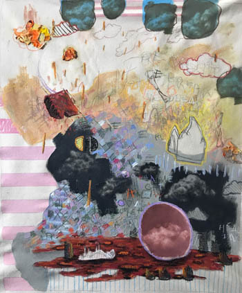 “Re-Break” – Ryan Eckert - Acrylic, Graphite, Paper, Oil Stick on Canvas – 30” x 40” - $400 - www.ryaneckert-art.com