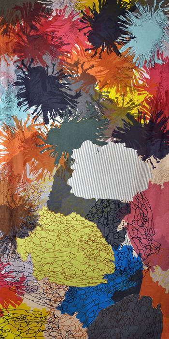 “Old Meets New” - Elizabeth Odiorne - Screen Print on Linen - 50" x 100" - $1,250 - www.elizabethodiorne.com