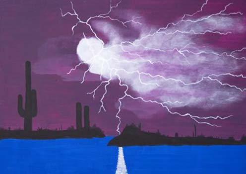 “Dark Storm” – James Bush - Acrylic on Plywood - 12" x 18" - $250 - www.remiarizonaart.com