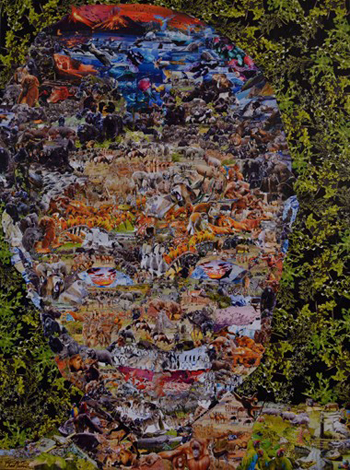 “GAIA” – Chad Thompson - Mixed Media/Collage on Canvas - 48" x 36" - $2500 - chadthom1@hotmail.com