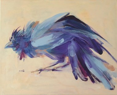 Traditional Winner - “Odin’s Warning” Paula Acosta Acrylic on Canvas 16” x 20” (18” x 22: framed) $950