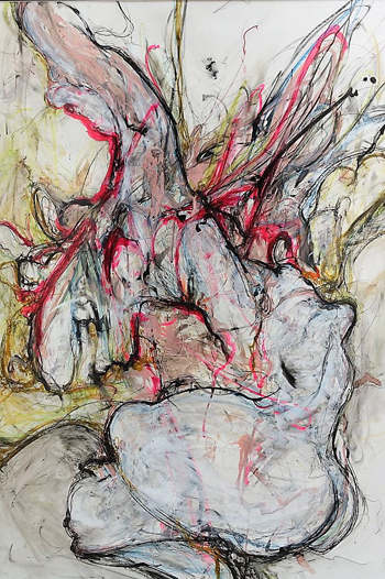 “Chalice” - Ryan O'Connor - India Ink, Acrylic Ink, Pastels, Conte and Pencil Crayon on Terraskin - 30" x 40" - $1,000 - www.ryanoconnorart.com