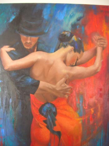 “Tango” - Elzbieta Karnas - Oil on Canvas- 35" x 42" - $1,200 - www.elakarnas-art.com/pracownia