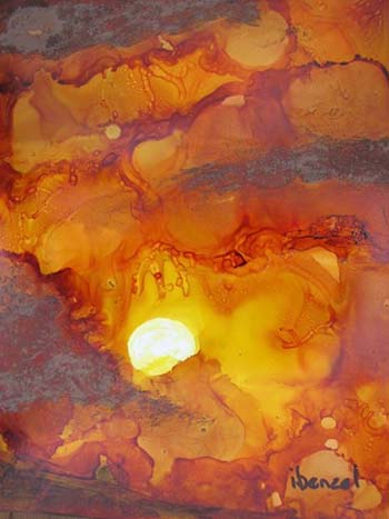 Honorable Mention (Traditional) - “Sunset Grill” - Ilona Benzel - Alcohol Ink, Pastels, Acrylics – 11” x 14” - $400 - www.ormondbeachartbenzel.com