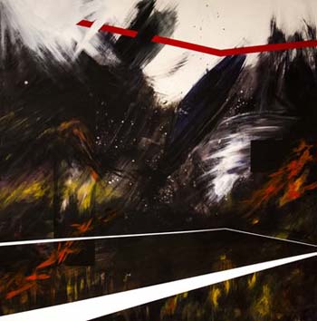 “Boundaries” - Madeleine Rhondeau - Acrylic on Masonite - 4' x 4' - $1,600 - www.mrhondeau.com