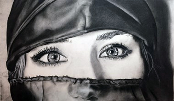 "Window to the Soul", Abbey Johnson, Charcoal on Paper, 12" x 20", $300, Abbeyj15@icloud.com