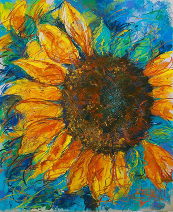"Sunflower", Linda Lyell, Pastels, 16.25" x 20", $1,200, http://www.lindalyell.com/