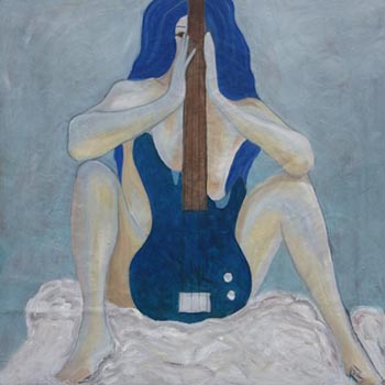 “Girl with Blue Guitar” - Richard McKey - Oil on Canvas - 40" x 40" - $1,500 - http://shop.fondrenartgallery.com