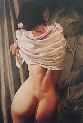 “Sneak Peek” – Nicole M. - Oil on Canvas - 16" x 23" - $600 - nemeonstudio@yahoo.com