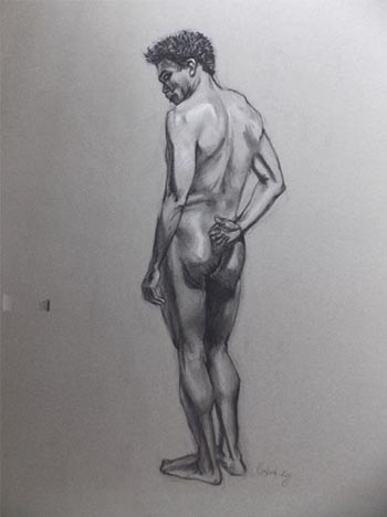 “Figure Male” – Kimberly King - Charcoal - 18" x 24" - $1000 - www.kimberlykingstudio.com