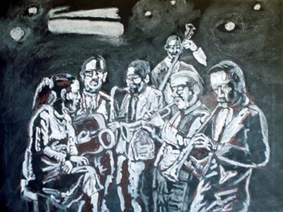 “Jazz” - Richard Wynne - White Conte on Canvas - 18” x 24” - $1,000 - www.richardwynne.com