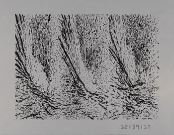 “Split Second III” – J. Michael Simpson - Acrylic Marker with Silkscreen on Canvas - 35" x 44" - $2,800 - http://jmichaelsimpson.org