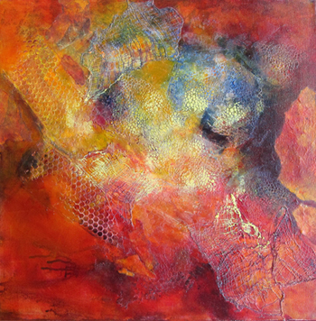 “Primario Textura” - Marti White - Mixed Media on Canvas - 20" x 20" - $450 - www.artbymartiwhite.com