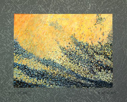 “Estatoe I” - J. Michael Simpson - Oil with Silkscreen Text on Canvas - 49" x 62" - $4,000 - http://jmichaelsimpson.org