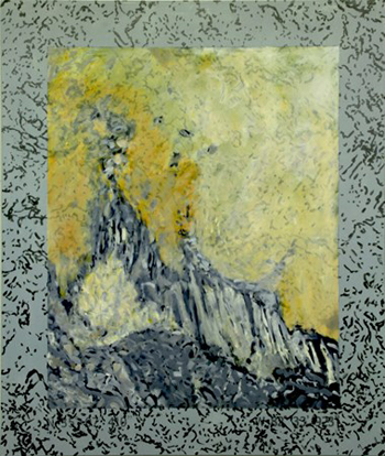 “Estatoe II” - J. Michael Simpson - Oil with Silkscreen Text on Canvas - 44" x 40" - $2,800 - http://jmichaelsimpson.org