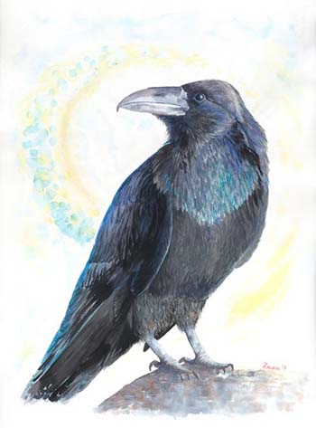 “Raven Magic” - Zsuzsanna Rossetter - Watercolor on Paper – 33" X 25.5 - $1,700 - http://rossetterstudio.com