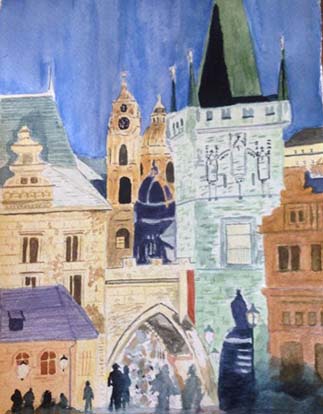 “Prague” - Martin Eisenberg - Watercolor on Paper - 12" X 9" - $500 - www.Statenislandart.com