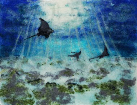 “Dance of the Eagle Rays” – Susanne Weber - Felted Wool - 14" x 11" - $2,500 - www.susifilzt.at/english/
