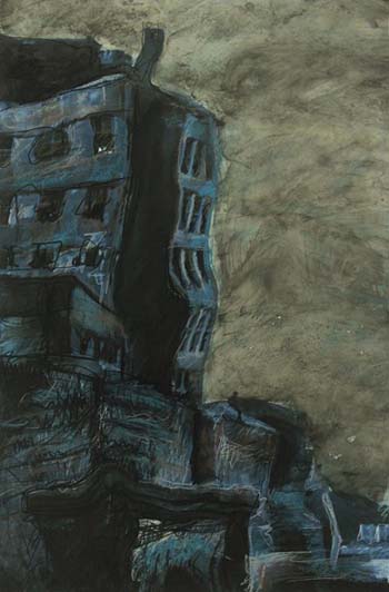 “Gunkanjima No. 3” - Radanut Im-oeb - Painting & Drawing on Digital Print - 40cm x 59cm - $700 - www.instagram.com/radanut.art