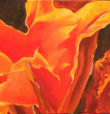 "Canna", Kathleen Irvine, Oil on Canvas, 12"x12", $350, http://kathleenirvinefineart.com/