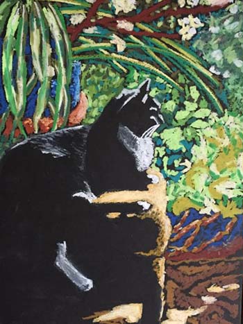 “Reese on Footstool” - Charles Osburn - Oil Pastel on Paper - 9" x 12" - $1000 - cowpoke100@icloud.com