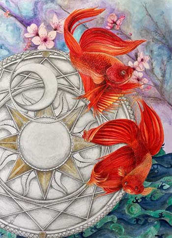 "Godai" - Anuradha Kabra - Watercolor, Pen and Pencil on Paper – 30” x 22” - $2,400 - http://www.anuradhakabra.com/