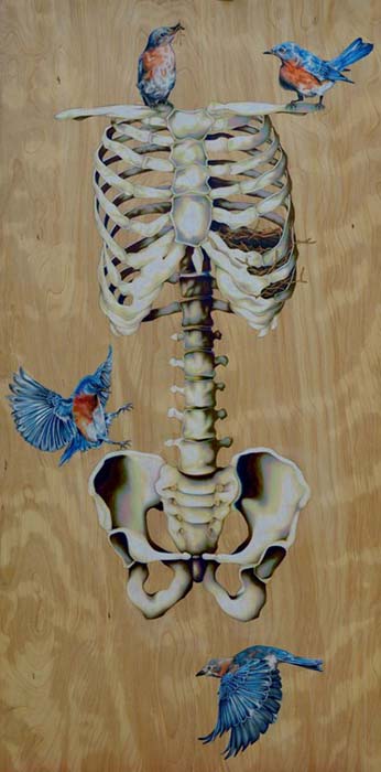 “Birdcage” – Becca Howe - Colored Pencil on Wood - 24" x 48" – NFS - www.beccahowe.com