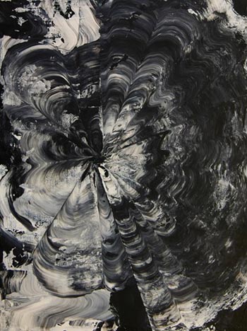 “Inside Out: Black and White Pinwheel” - Jeffrey Hansen - Acrylic on Latex Primed Plywood - 32" x 24" - $800 - www.jhansenartist.com/