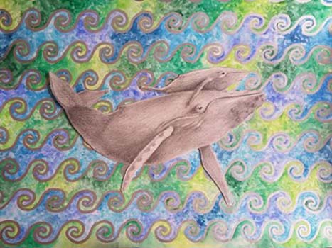 “Dream of Blue Whales” - Steffany Ojeda - Mixed Medium - 9" X 12" - $500 - www.steffanyojeda.com