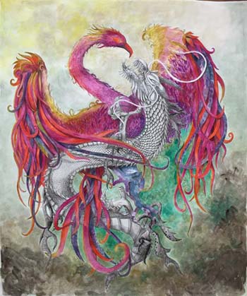 "Nature" - Anuradha Kabra - Watercolor, Pen and Pencil on Paper – 39” x 30” - $4,000 - http://www.anuradhakabra.com/