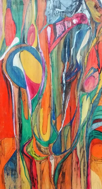 “Hedge” - Aimee Bungard - Acrylic, Conte, Ink - 20" x 9" - $550 - www.AimeeBungardArt.com