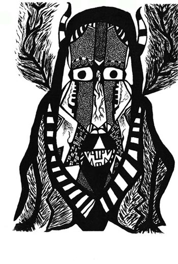 “Chief Exuberance” – Ken Oliva – Black Ink – 8.5” x 11” - $95 - http://SaatchiArt.com/facesofkenoliva