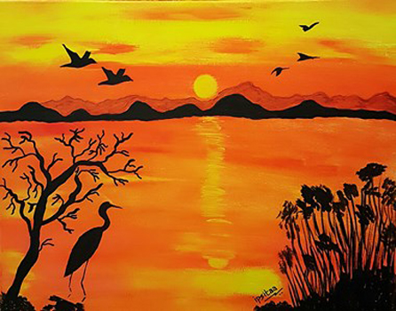 "Tangerine Sunset", Pinky Tripathi, Acrylic on Canvas,40cm x 50cm, $800, ipsitaa_tripathi@hotmail.com