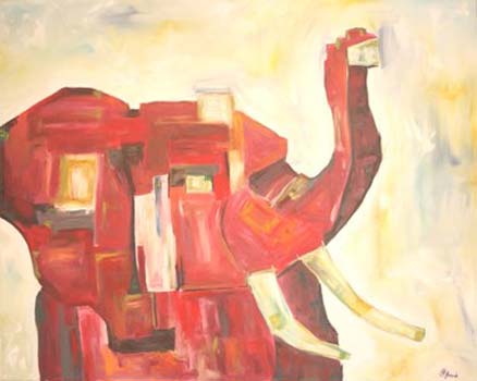 “Block Elephant” – Amy Brock – Acrylic & Oil on Canvas - 30” x 24” - $1,000 - http://amybrock.com