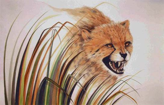 “Cheetah Challenged” – Kay K Worz – Watercolor – 16” x 20" - $1600 - kayworz@aol.com