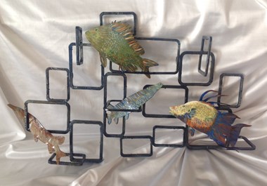 “Abstract Sea” Suzanne LaBrake Metal & Acrylic 22” x 13” x 3.5” $200