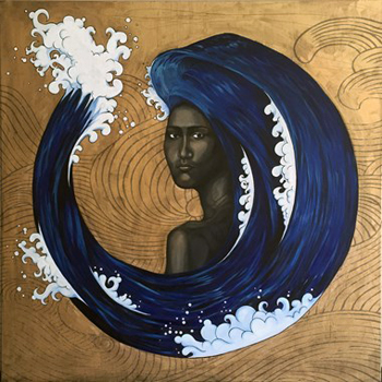"Feminine Wave", Mieko Anekawa, Acrylic on Canvas, 36" x 36", $1000, www.miekomieko.com