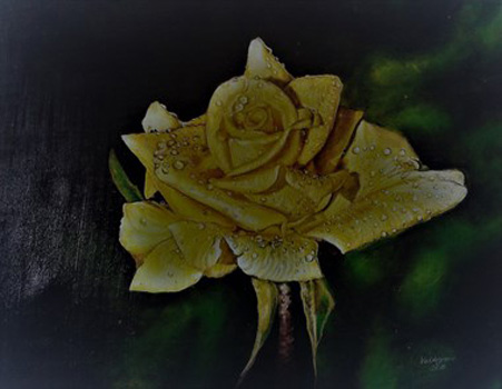 "Yellow Rose", Valdengrave Okumu, Acrylic on Canvas, 20"x16", $300, http://www.valdengraveart.com/