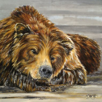 “Salmon Hangover” - Billie Stuff - Acrylic on Canvas - 36" x 36" - $3,900 - www.BillieStuffArt.com