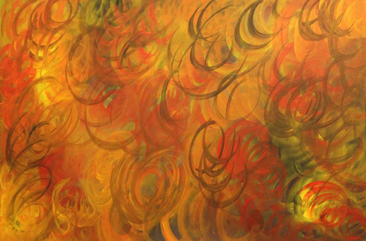 “Flames of Supreme Love” - Summer Bhullar – Acrylic on Canvas - 24" x 36" – Price Upon Request - www.supremerealityart.net