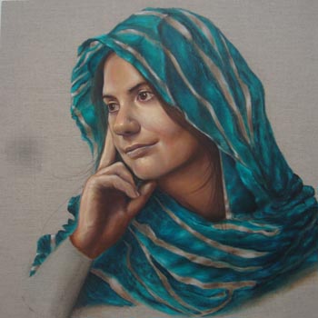 “Elegy in Turquoise” - Elena Hadjipieri – Oil on Linen – 60cm x 60cm - $8,000 - eha24@sfu.ca