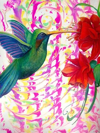 “Sublime” - Cynthia Castillo – Mixed Media - Watercolor, Suminagashi, and Acrylic Paint – 18” x 24” - $250 - www.rawartists.org/ccsart