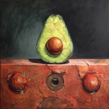 Avocado and Rivets – Oil on Canvas – 30” x 30” – Inquire for Pricing