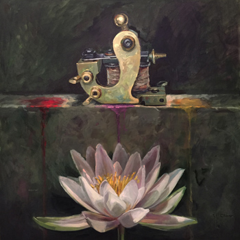 Ink and Lotus Blossom – Oil on Canvas – 30” x 30” – Inquire for Pricing