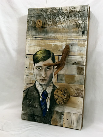 Ed – Ceramic & Wood - 10" x 21" - $300