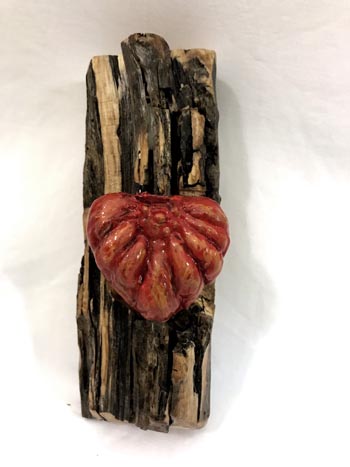 Heart of Wood – Ceramic & Wood - 3" x 9" - $225