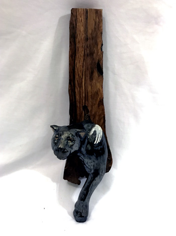 Panther – Ceramic & Wood - 2.5" x 9" - $285