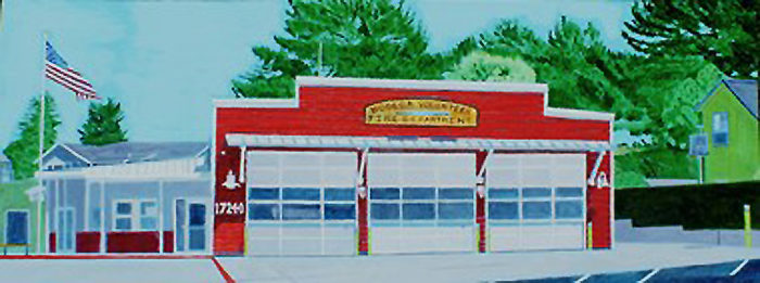 Fire Department- California- John Mole- Acrylic on Canvas- 31.5x12- $300